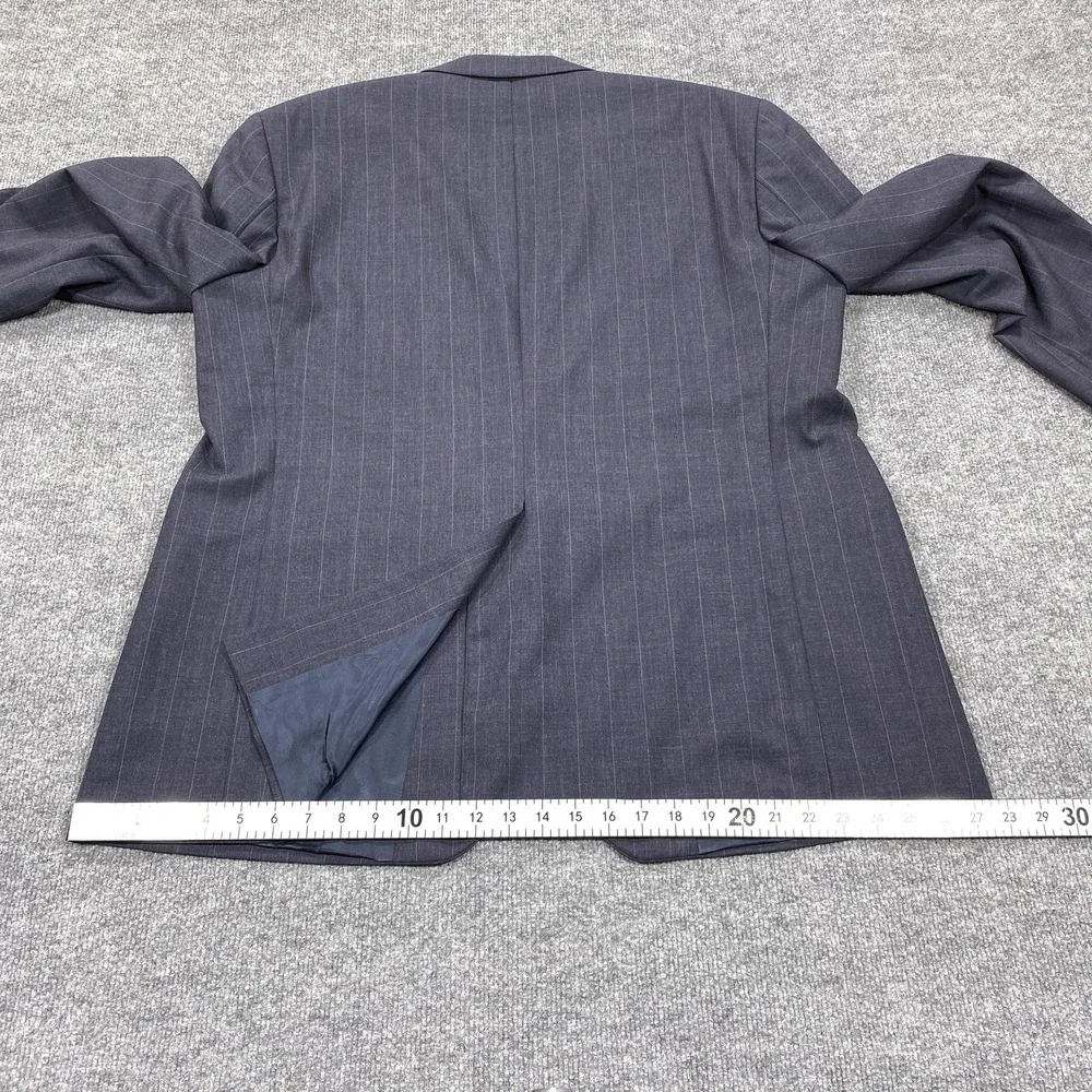 Vintage Chaps Ralph Lauren Suit Jacket Mens 48 Blue Striped Wool 2-Piece‎